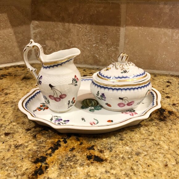 Richard Ginori Italian Sugar Bowl & Creamer & Underplate Set - Picture 2 of 12